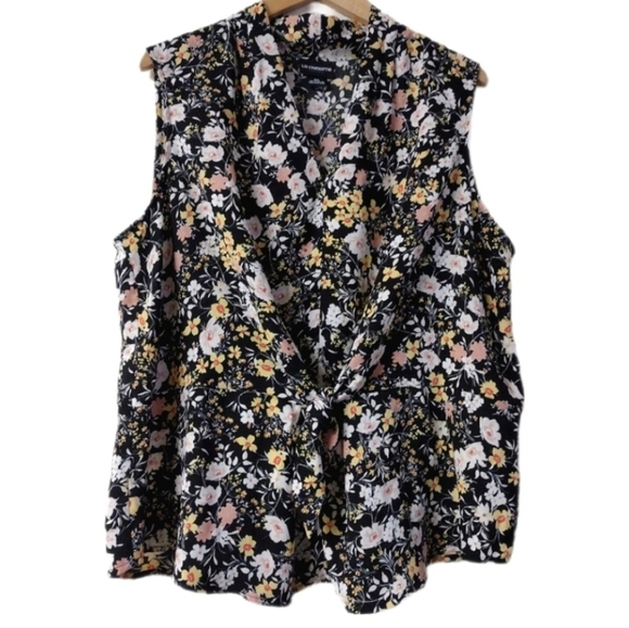 Liz Claiborne Spring Office Tie Neck sleeveless floral top XXL - Picture 6 of 6